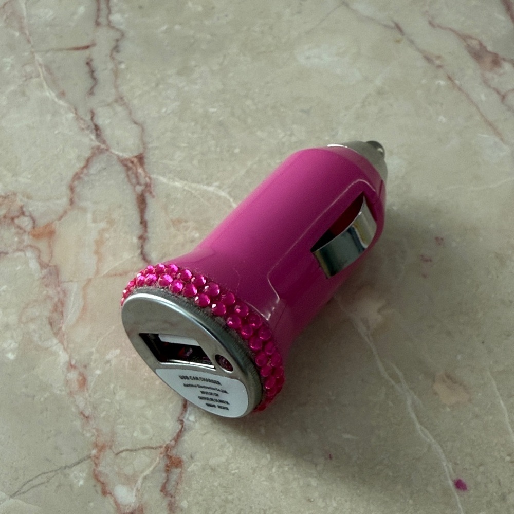 Pink USB Car Charger Adapter